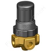 Druckregler für Wasser, Serie MINI, G 1/8 Zoll, Messing, Regelbereich 0.5-10 bar, ohne Sekundärentlüftung, 2x Manometeranschluss G1/8 IG (1x verschlossen), NBR-Membrane, Schalttafeleinbau Ø 30.5mm