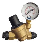 Wasserdruckminderer/Druckregler für Trinkwasser, Steckanschluss 3/8 Zoll, Messing, Regelbereich 1-6 bar, Eingangsdruck max. 16bar, Filtersieb, Manometer, Wandhalterung