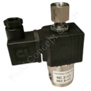 2/2-Wege Hochdruck Magnetventil, G 1/4 Zoll, stromlos geöffnet N.O., direkt betätigt, Edelstahl 1.4404 (AISI316L, V4A), 230V/AC, 300 bar, PTFE/FKM-Dichtung, 0°C bis +100°C, Nennweite 0.5mm, Spulenklasse H, mit Gerätestecker 2/2-Wege Hochdruck Magnetventil, G 1/4 Zoll, stromlos geöffnet N.O., direkt betätigt, Edelstahl 1.4404 (AISI316L, V4A), 230V/AC, 300 bar, PTFE/FKM-Dichtung, 0°C bis +100°C, Nennweite 0.5mm, Spulenklasse H, mit Gerätestecker