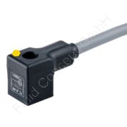 Ventilstecker Bauform C mit Kabel, 24V AC/DC, 2,5m PVC-Kabel, Funktionsanzeige LED gelb, Varistor Überspannungsschutz, Kontaktabstand 9.4mm, Erdrichtung H6/H12