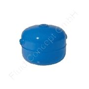 Druckluftbehälter Stahl, Inhalt 5.0 Liter, Anschluss 4x G 1/2 Zoll IG, blau lackiert RAL5015-110, 4 Anschlüsse, 11bar, Ø 210 mm, Länge 195 mm