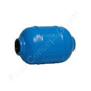 Druckluftbehälter Stahl, Inhalt 0.5 Liter, Anschluss 2x G 1/2 Zoll IG, blau lackiert RAL5015-110, 2 Anschlüsse, 11bar, Ø 80 mm, Länge 130 mm