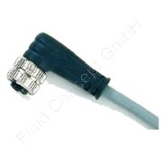 M8 Industrie-Steckverbinder Buchse (IEC61076-2-104), 90° Ausführung, freies Leitungsende, 60V/AC-DC, 3-polig, 2m PVC-Kabel, -25°C bis + 90°C, IP67 EN60529 (DIN40050)