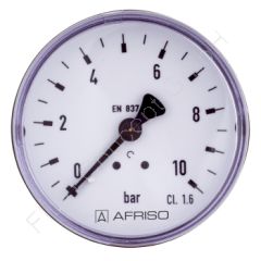 Rohrfeder Manometer aus Kunststoff, Anschluss 1/4 Zoll rückseitig/axial, Durchmesser ø50 mm, Anzeigebereich 0 bis 2.5 bar, Klasse 1.6