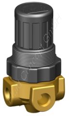 Druckregler für Wasser, Serie MINI, G 1/4 Zoll, Messing, Regelbereich 0.1-4 bar, ohne Sekundärentlüftung, 2x Manometeranschluss G1/8 IG (1x verschlossen), NBR-Membrane, Schalttafeleinbau Ø 30.5mm