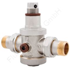 Druckregler für Wasser, Serie MAXI AG, G 1 Zoll, Messing vernickelt, Regelbereich 1-5.5 bar, ohne Sekundärentlüftung, DN25, NBR-Membrane, max. 25 bar, 2x Manometeranschluss G1/4