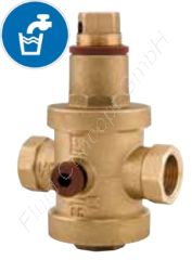 Druckregler für Trinkwasser, Serie MAXI TW, G 3/4 Zoll, Messing, Regelbereich 1-5.5 bar, Trinkwasser Zulassung, ohne Sekundärentlüftung, DN20, NBR-Membrane, max. 25 bar, 2x Manometeranschluss G1/4
