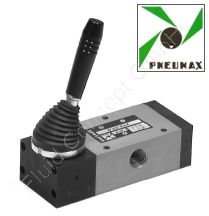 3/2-Wege Handhebelventil, mit Raste/rastend, G 1/4 Zoll, Aluminium, Druck max. 10 bar, Dichtung NBR, Nennweite 8mm, Handhebel schwarz