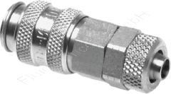Kupplungsdose mit Überwurfmutter, Schlauch Ø 6x4mm, Edelstahl 1.4305 (AISI303), Nennweite 2,7 mm, einseitig absperrend
