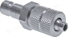 Kupplungsstecker mit Überwurfmutter, Schlauch Ø 6x4mm, Edelstahl 1.4305 (AISI303), Nennweite 2,7 mm
