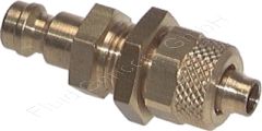 Schott-Kupplungsstecker mit Überwurfmutter, Schlauch Ø 8x6mm, Messing, Nennweite 5 mm, Schottgewinde M12x1