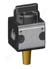 3/2-Wege Kugelhahn/Wegeventil, Serie FIX, G 3/4 Zoll, Zink Druckguss, mit Entlüftungsbohrung, 11000 l/min, BG3, mit Schalldämpfer