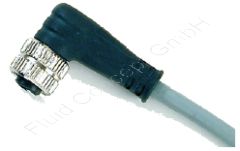 M8 Industrie-Steckverbinder Buchse (IEC61076-2-104), 90° Ausführung, freies Leitungsende, 60V/AC-DC, 3-polig, 1m PVC-Kabel, -25°C bis + 90°C, IP67 EN60529 (DIN40050)