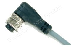 M12 Industrie-Steckverbinder Buchse (IEC61076-2-101), 90° Ausführung, freies Leitungsende, 250V AC/DC, 4-polig, 60cm PVC-Kabel, -25°C bis + 90°C, IP67 EN60529 (DIN40050)